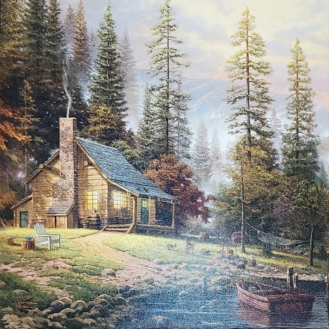 Thomas Kinkade - A Peacful Retreat – 14″ X 14″ Gallery Wrapped Canvas